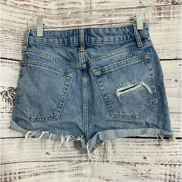 BDG shorts womens Sz 27 jeans summer cut out distress Blue Denim Ripped Western - Picture 3 of 12